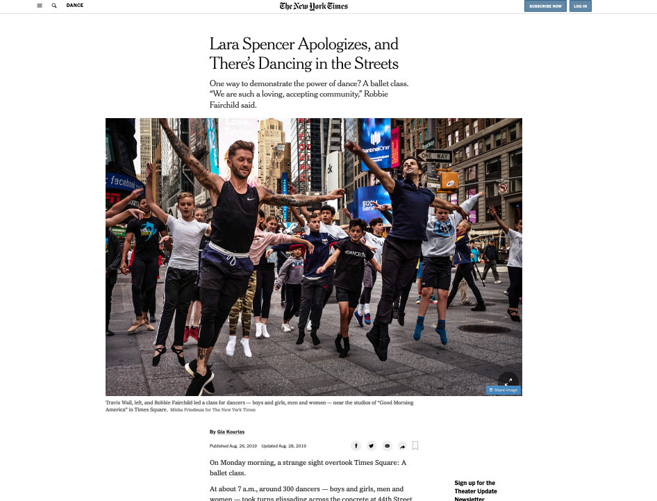 New York Times covers ballet class in Times Square